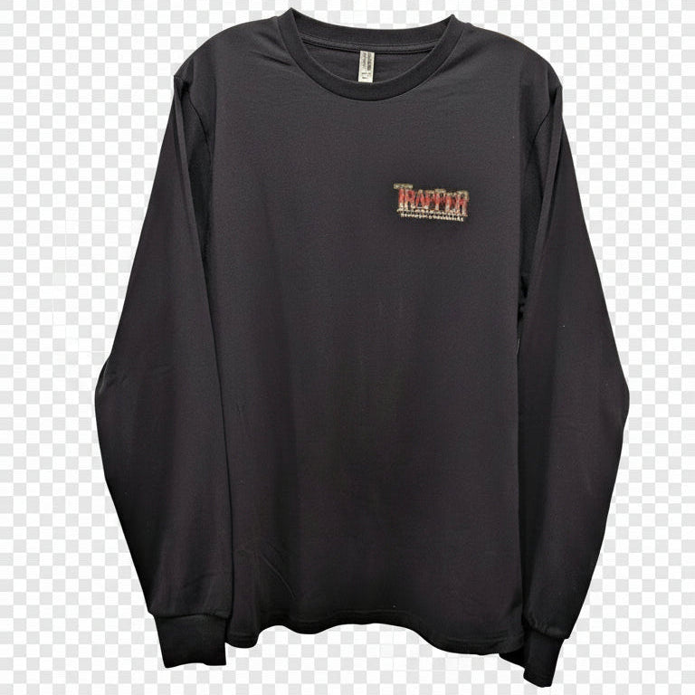 Black Hemp longsleeve shirt with Trapper Snowboards Rainbow Trout Logo