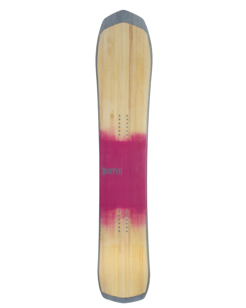 Hot pink with woodgrain powder carvingsnowboard