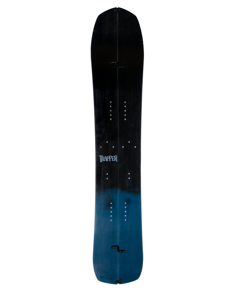 Custom resin tint splitboard Stellar Jay blue and black