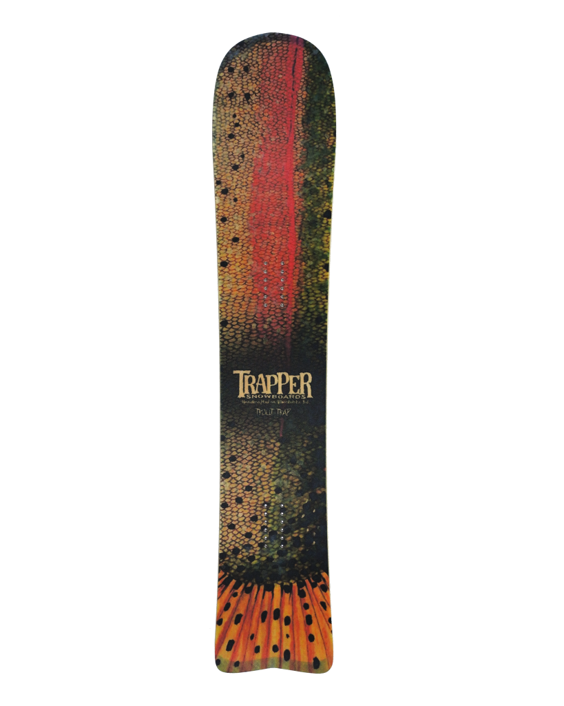 Trapper Snowboards Trout Trap Powder snowboard with Cutthroat Trout Graphic