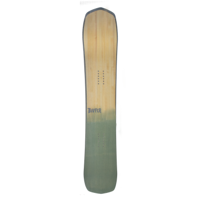 Custom Powder and carving snowboard with Sage green resin tint on wood grain