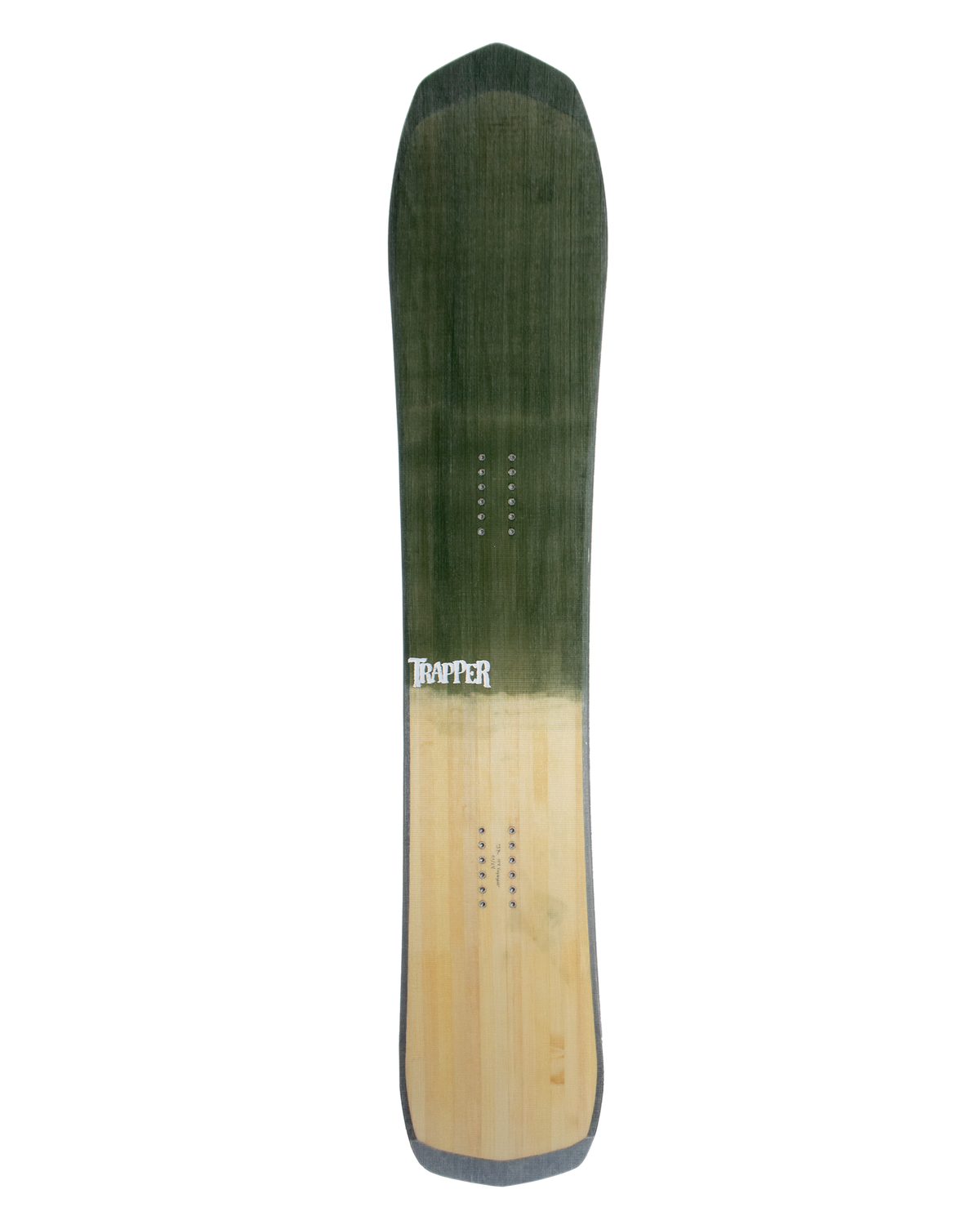 Moss green with woodgrain powder carving snowboard