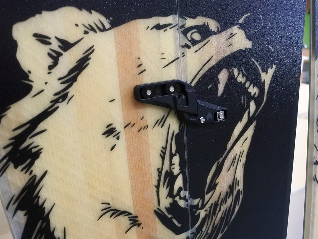 Big-mountain splitboard Grizzly Bear graphic by Shanna Duncan